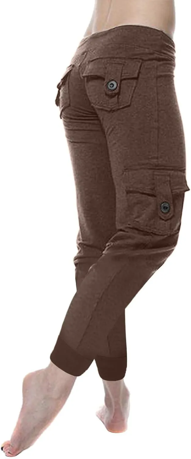 Capri Pants for Women Lightweight Y2k Drawstring Casual High Wasit Stretch Pants Yoga Leggings with Pockets 2025