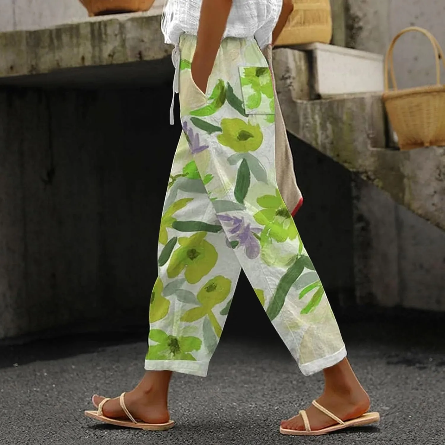 Capris Pants for Women Pants Drawstring Capri Pants with Pockets Wide Leg Cropped Pants for Women Capris Pants for