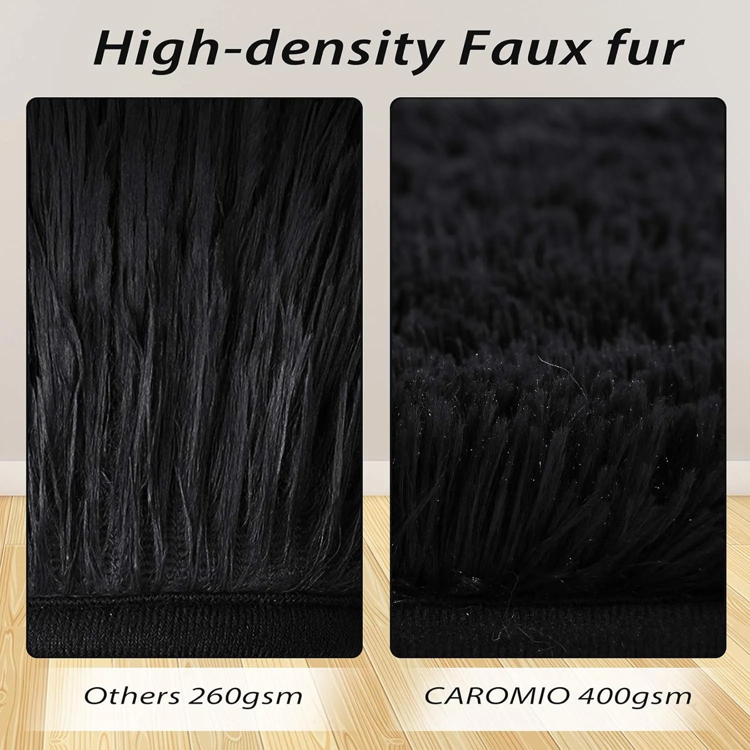 CAROMIO Hallway Runner Rug 2x8 Feet Plush Fluffy Rug for Bedroom Living Room, Shag Furry Hallway Runner Rug Carpet Non Shedding for Nursery Children Girls Room Home Decorative, Black