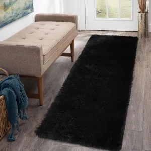 CAROMIO Hallway Runner Rug 2x8 Feet Plush Fluffy Rug for Bedroom Living Room, Shag Furry Hallway Runner Rug Carpet Non Shedding for Nursery Children Girls Room Home Decorative, Black