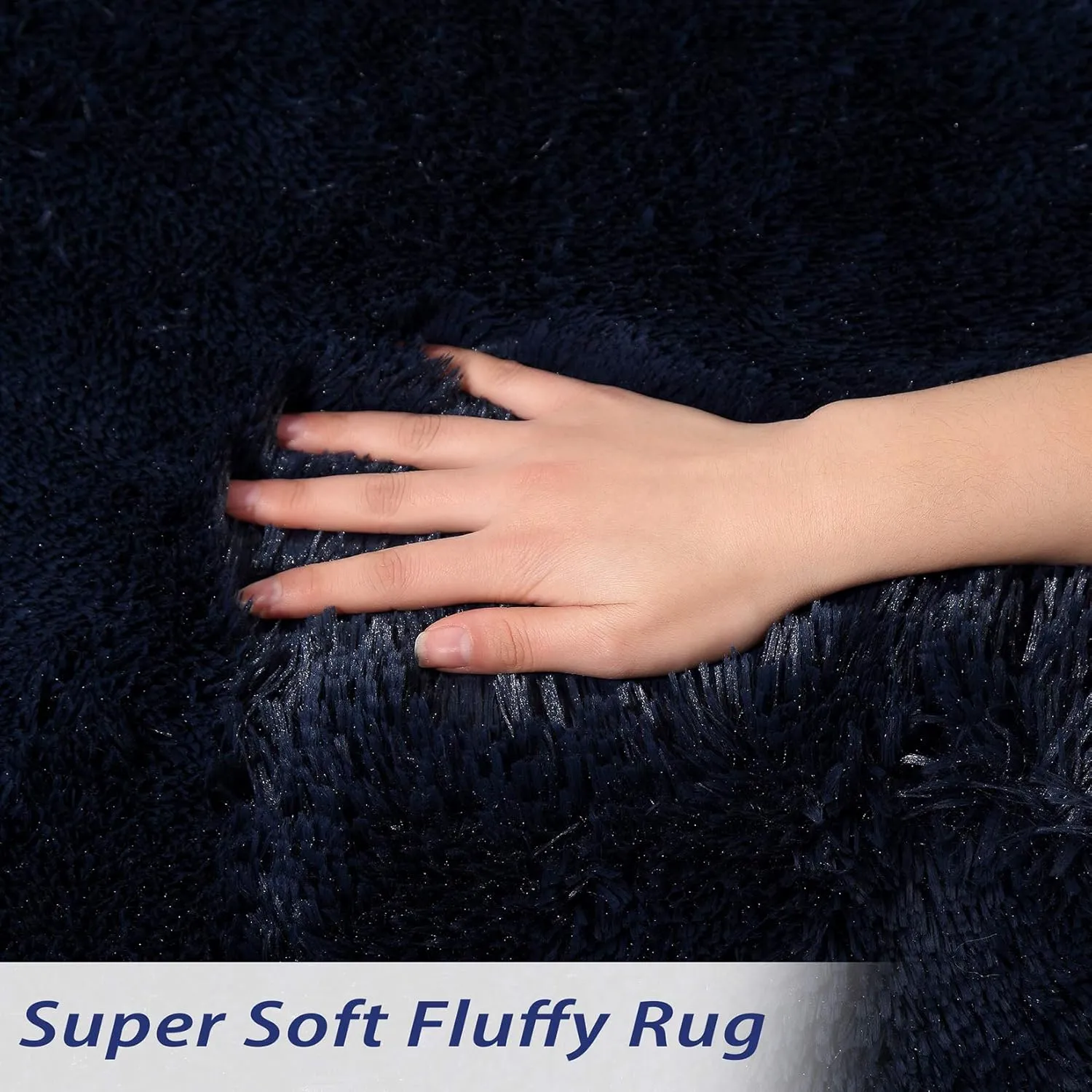 CAROMIO Hallway Runner Rug 2x8 Feet Plush Fluffy Rug for Bedroom Living Room, Shag Furry Hallway Runner Rug Carpet Non Shedding for Nursery Children Girls Room Home Decorative, Dark Navy