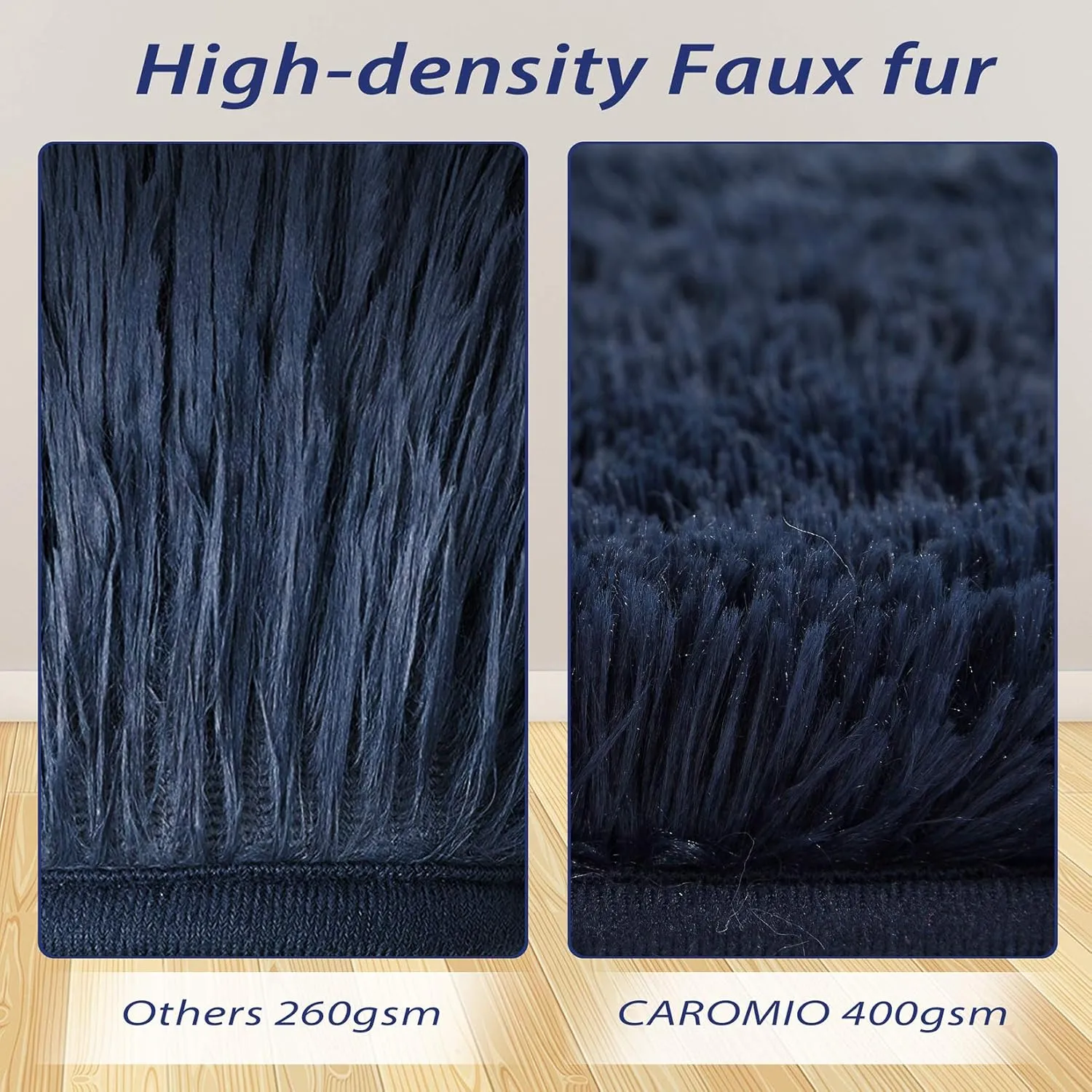 CAROMIO Hallway Runner Rug 2x8 Feet Plush Fluffy Rug for Bedroom Living Room, Shag Furry Hallway Runner Rug Carpet Non Shedding for Nursery Children Girls Room Home Decorative, Dark Navy