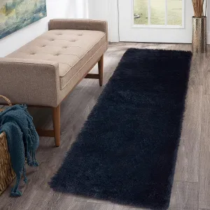 CAROMIO Hallway Runner Rug 2x8 Feet Plush Fluffy Rug for Bedroom Living Room, Shag Furry Hallway Runner Rug Carpet Non Shedding for Nursery Children Girls Room Home Decorative, Dark Navy