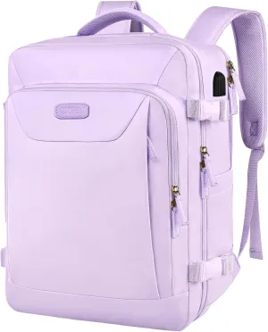 Carry on Backpack, 40L Flight Approved Large Travel Laptop Backpack with USB Charge Port, 17 Inch Water Resistant Luggage Computer Daypack College Weekender Overnight Bag for Men & Women, purple …