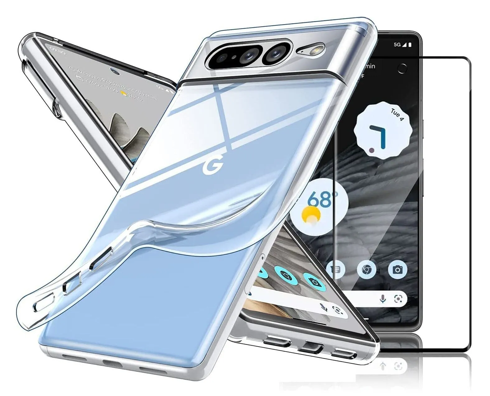 Case Google Pixel 7 Pro , Clear Cover & Glass Screen Protector