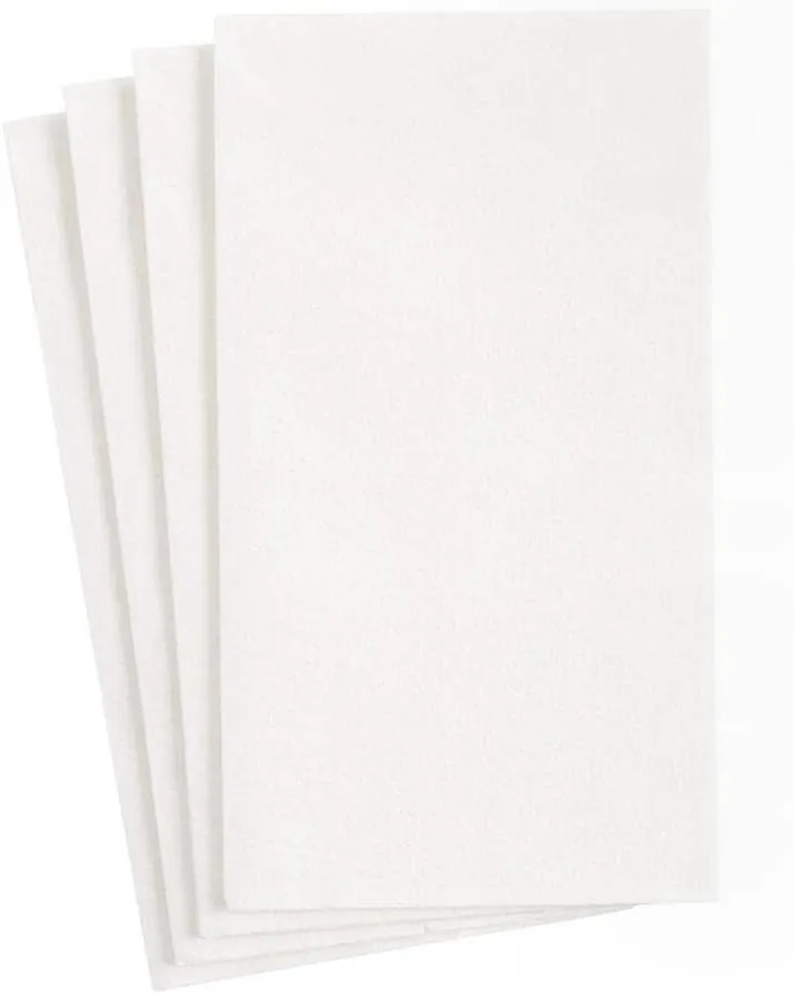 Caspari White Pearl Paper Linen Guest Towel Napkins, Four Packs of 12