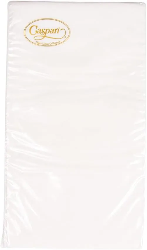 Caspari White Pearl Paper Linen Guest Towel Napkins, Four Packs of 12