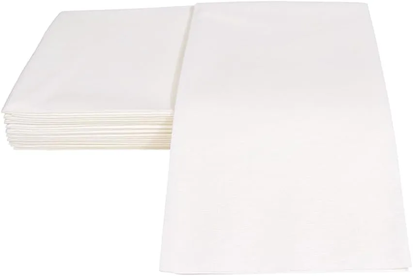Caspari White Pearl Paper Linen Guest Towel Napkins, Four Packs of 12