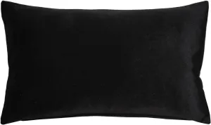 Castello Velvet Throw Pillows, 12x20 Inch Rectangular, Complete Pillow - Cover & Polyfill Pillow Insert (15  Colors) Black