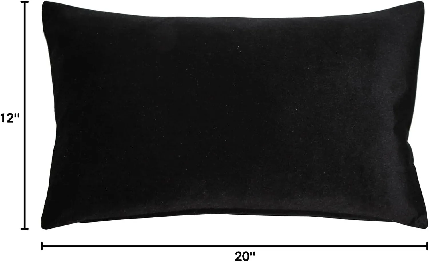 Castello Velvet Throw Pillows, 12x20 Inch Rectangular, Complete Pillow - Cover & Polyfill Pillow Insert (15  Colors) Black