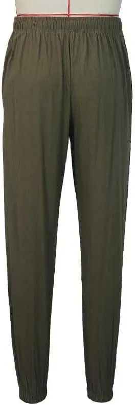 Casual Pants for Men Linen Japanese Pants Cotton Elastic Waist Comfy Beach