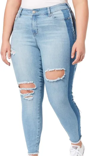 Celebrity Pink Womens Plus Denim Two Tone Skinny Jeans 16