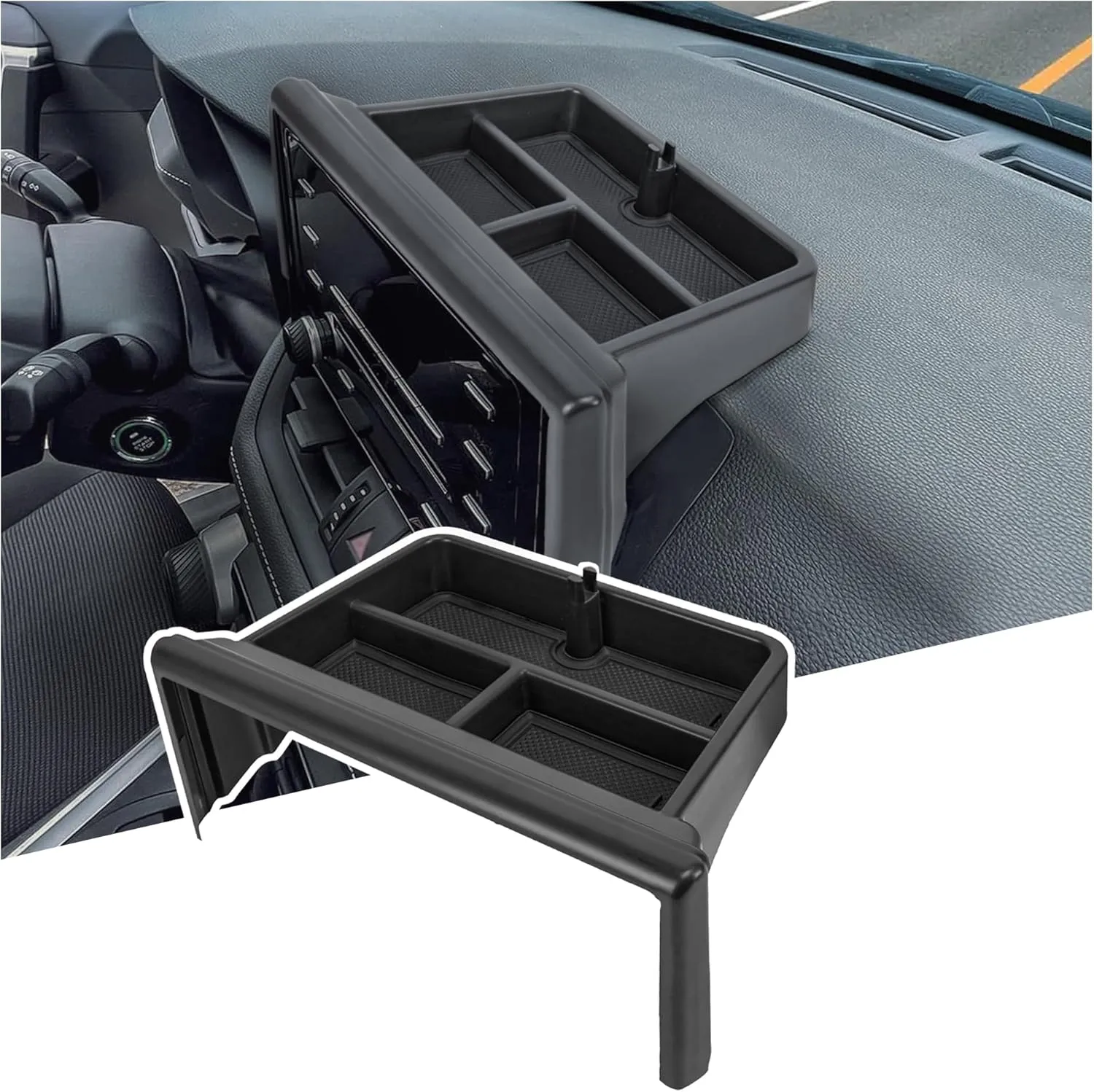 Center Console Organizer Dashboard Tray Compatible with 2019-2025 Toyota RAV4 Interior Accessories, Dashboard Storage Organizer Box with Sunglasses; Only Fit 7inch and 8inch screen