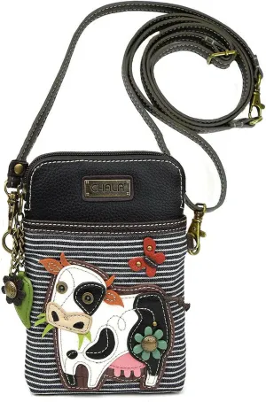 CHALA Cell Phone Crossbody Purse-Women PU Leather/Canvas Multicolor Handbag with Adjustable Strap