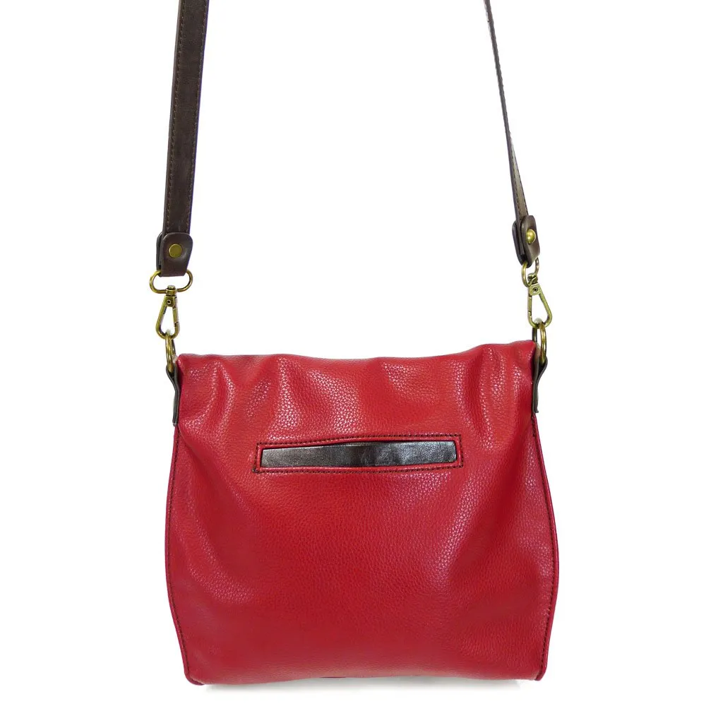 Chala Charming Cross-body or Shoulder HandBag- Burgundy with Bronze Chala Purse Charm (Fox)