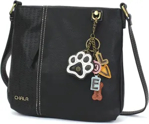 CHALA Laser Cut Crossbody Faux Leather Black