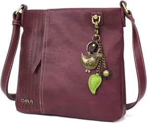 CHALA Laser Cut Crossbody Faux Leather Plum