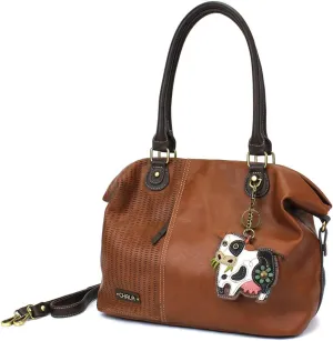 CHALA Laser Cut Crossbody Shoulder bag Tote Bag Faux Leather Brown