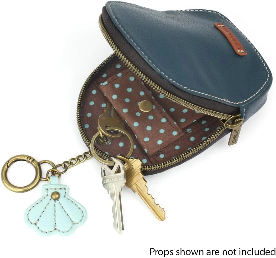 CHALA Mini Coin Purse Keychain - Women's RFID Protected Card Holder and Coin Purse Accessory - Sand Dollar - turquoise
