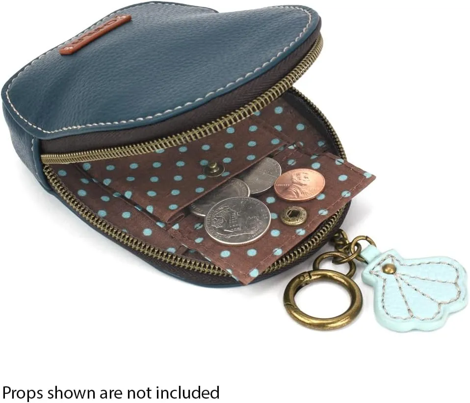 CHALA Mini Coin Purse Keychain - Women's RFID Protected Card Holder and Coin Purse Accessory - Sand Dollar - turquoise