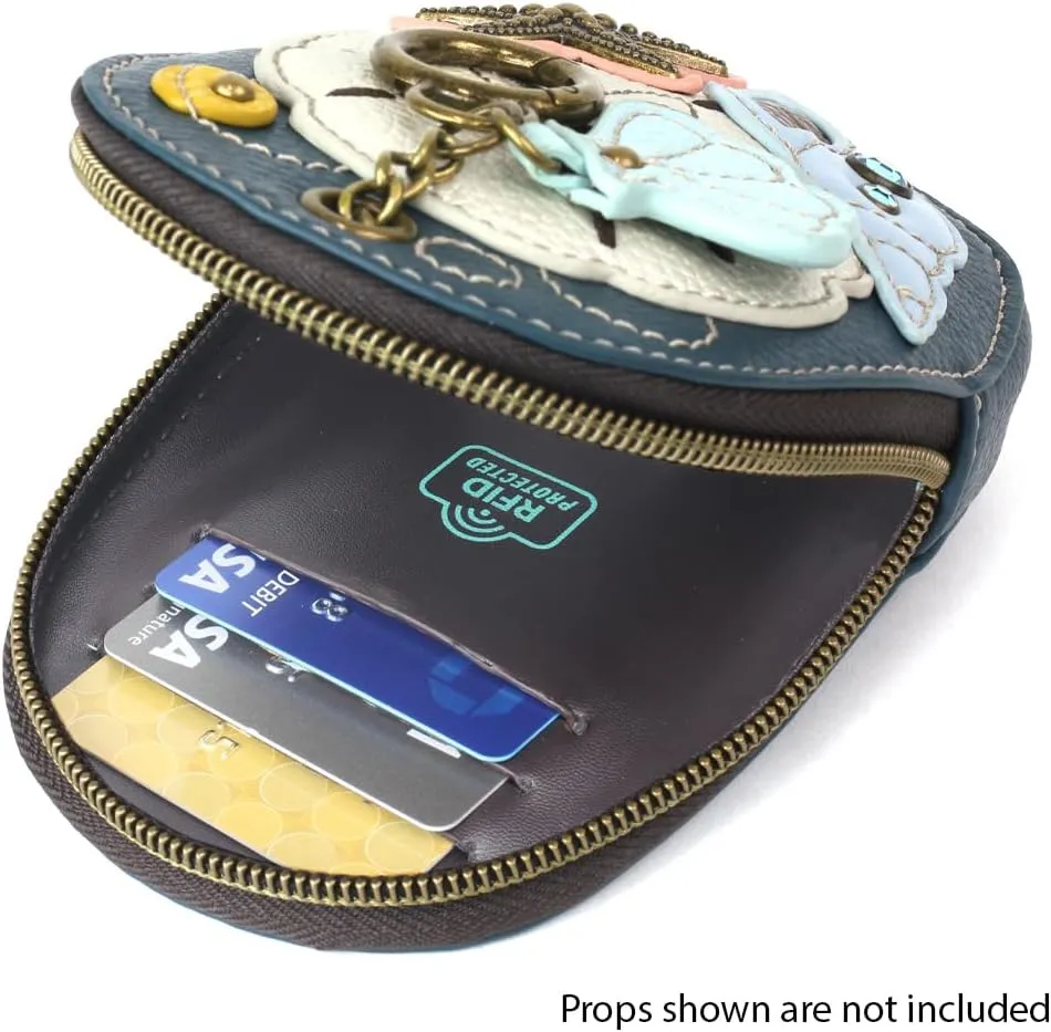 CHALA Mini Coin Purse Keychain - Women's RFID Protected Card Holder and Coin Purse Accessory - Sand Dollar - turquoise