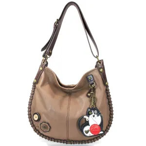 Chala Purse Handbag Hobo Cross Body Convertible Brown Fat Cat Bag