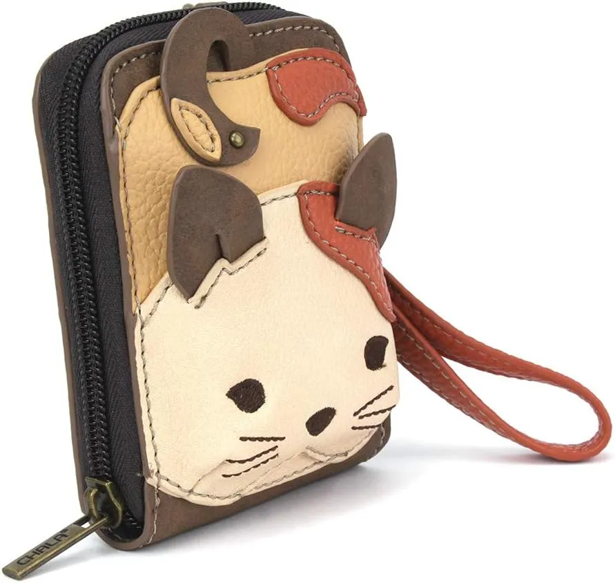 CHALA RFID Cute-C Credit Card Holder Wallet Wristlet - Women Faux Leather Cute-C with Strap