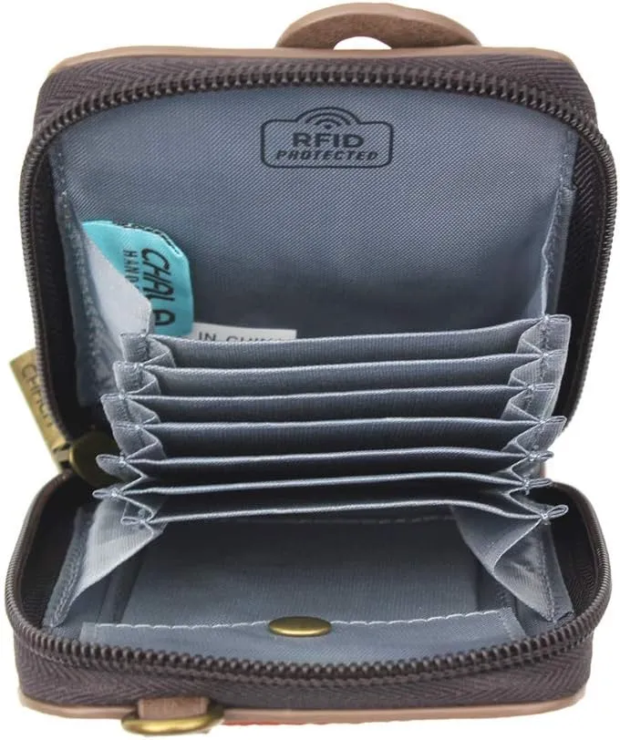 CHALA RFID Cute-C Credit Card Holder Wallet Wristlet - Women Faux Leather Cute-C with Strap