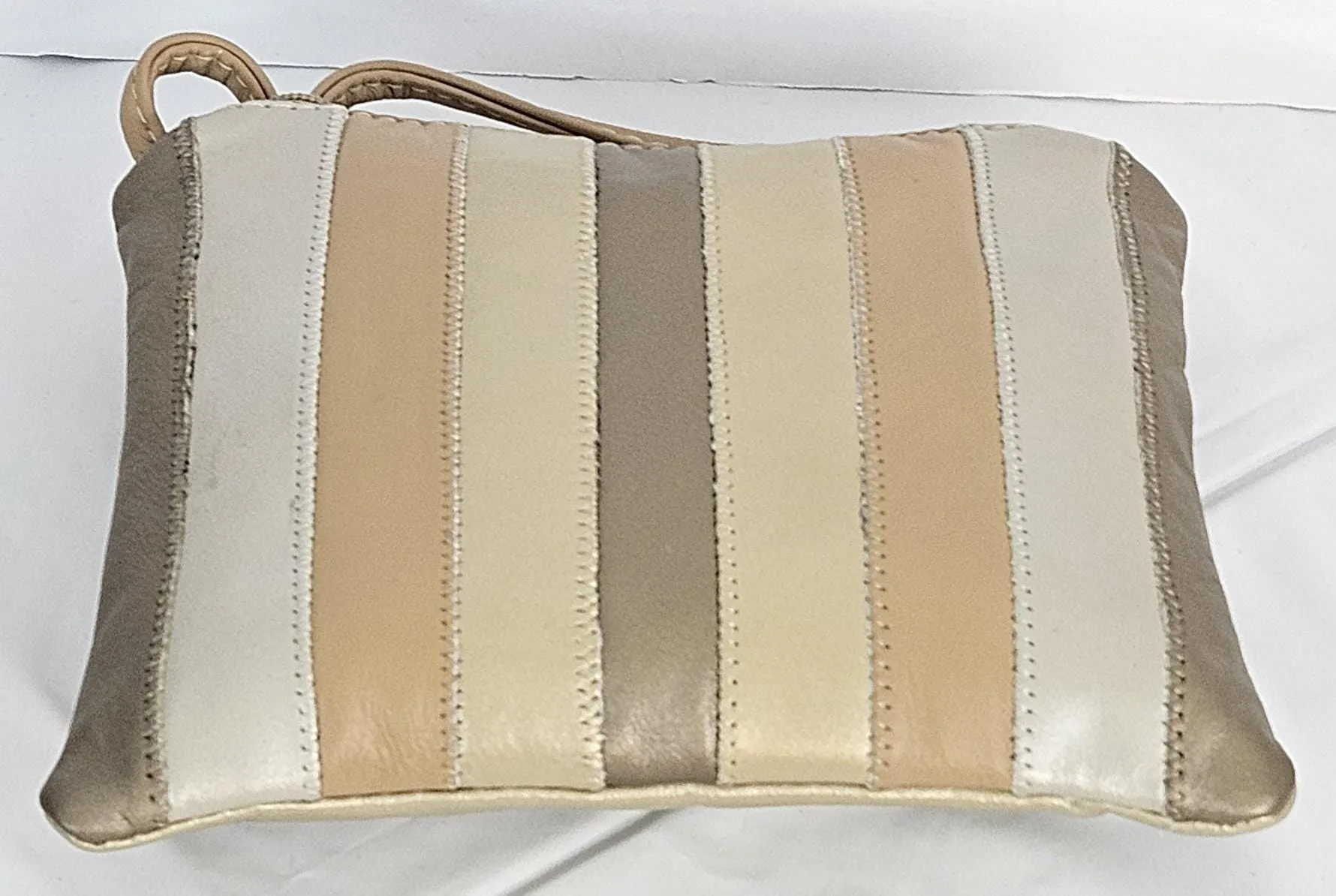 Champagne mocha Camel Beige Zigzag stich Crossbody Handbag #TR3302cmcb-Z, Purses,Universal Use Genuine Leather.   Made in USA.