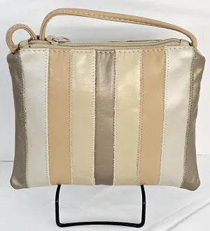 Champagne mocha Camel Beige Zigzag stich Crossbody Handbag #TR3302cmcb-Z, Purses,Universal Use Genuine Leather.   Made in USA.
