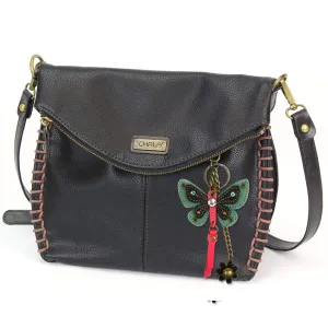 Charming Crossbody Shoulder Purse in PU Leather with Teal Butterfly Purse Charm
