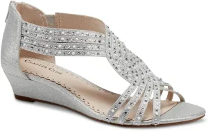 Charter Club Womens Ginifur 2 Faux Leather Wedge Sandals Silver 9 Medium (B,M)