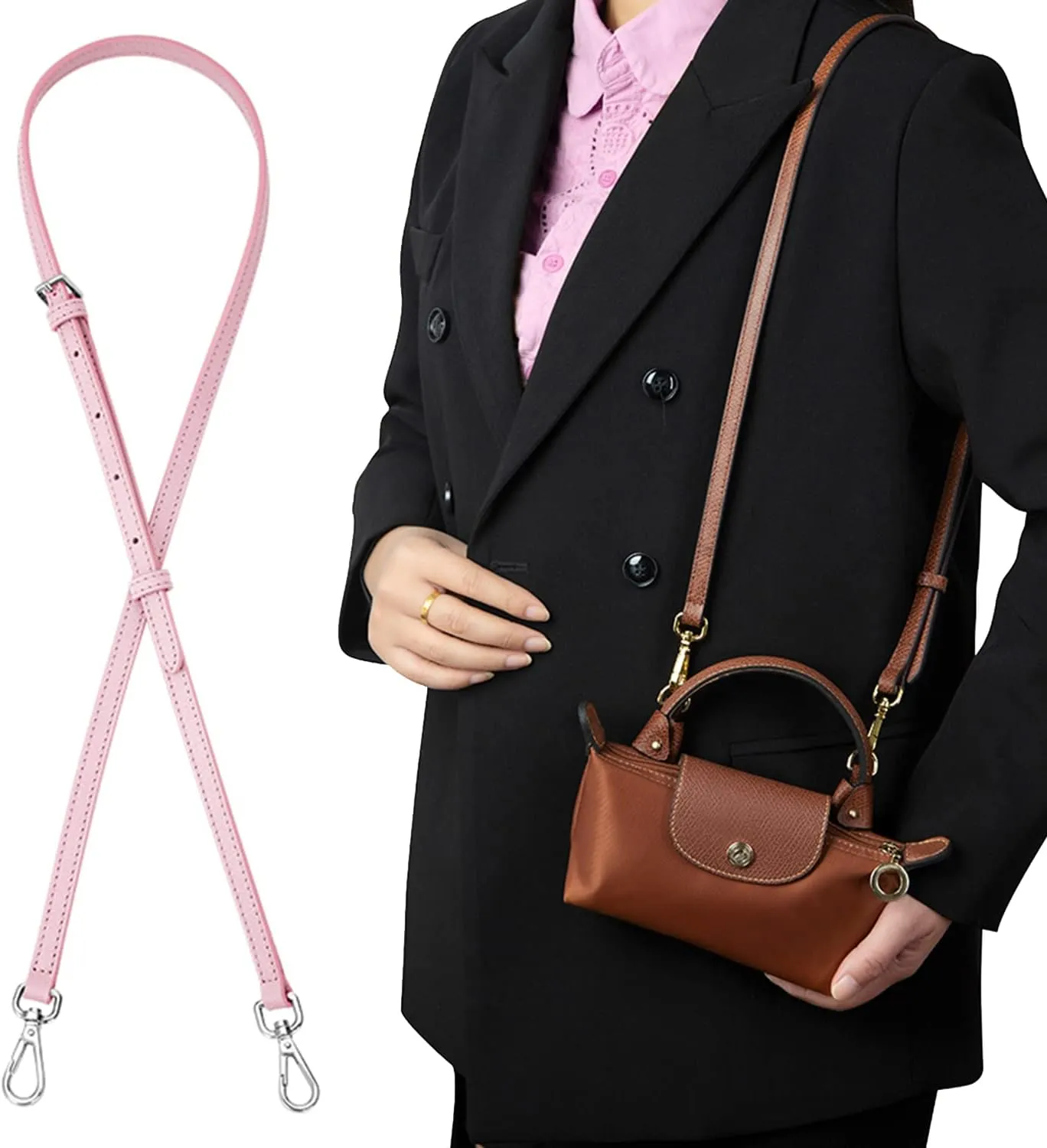 Chispee Bag Strap Accessories for Crossbody Bag Punch-Free Real Leather Shoulder Strap Perforated Conversion Accessories