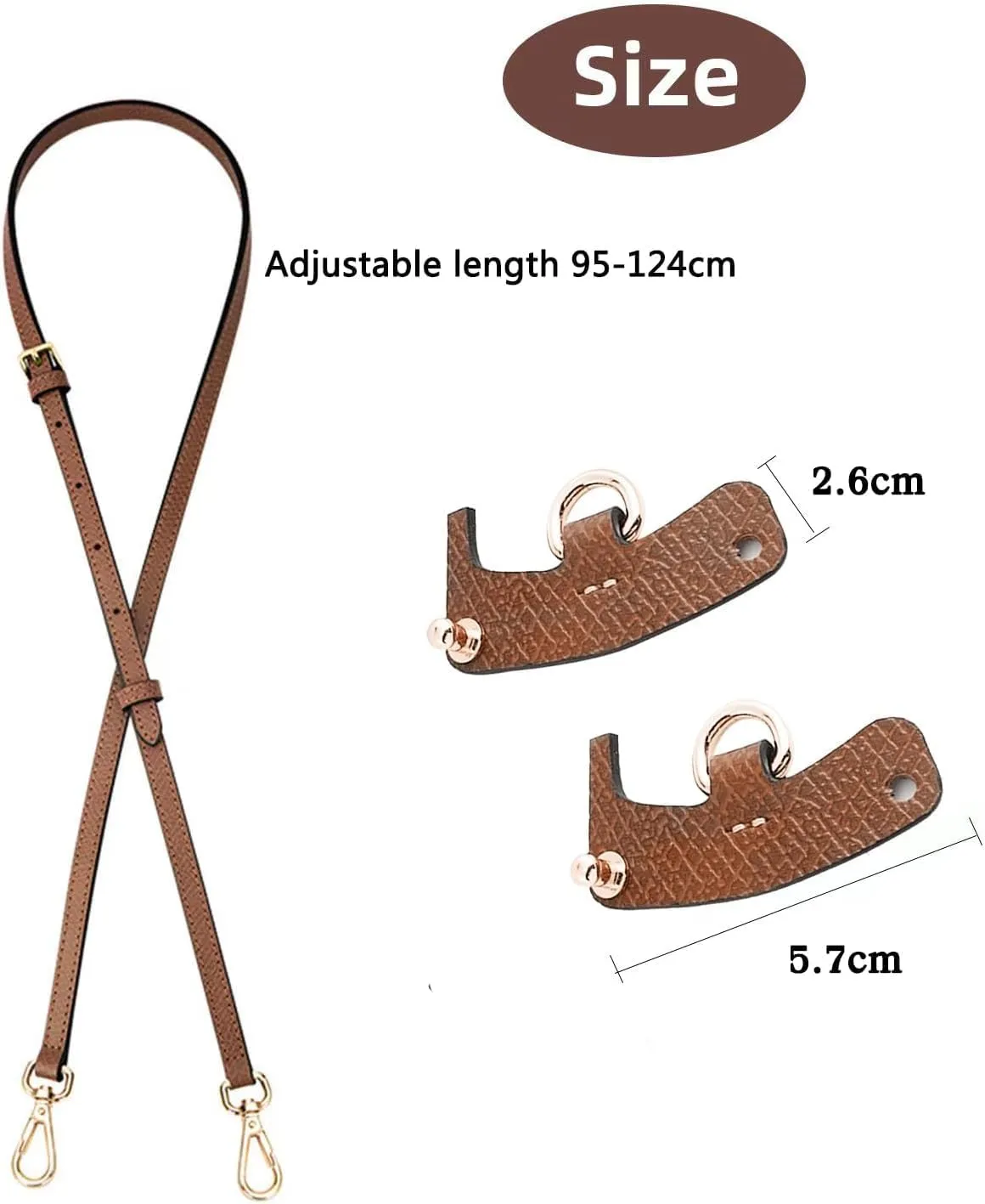 Chispee Bag Strap Set Leather Shoulder Strap Set Bag Transformation Purse Strap Extender Leather Purse Straps Replacement for Crossbody Bag (Brown Gold)