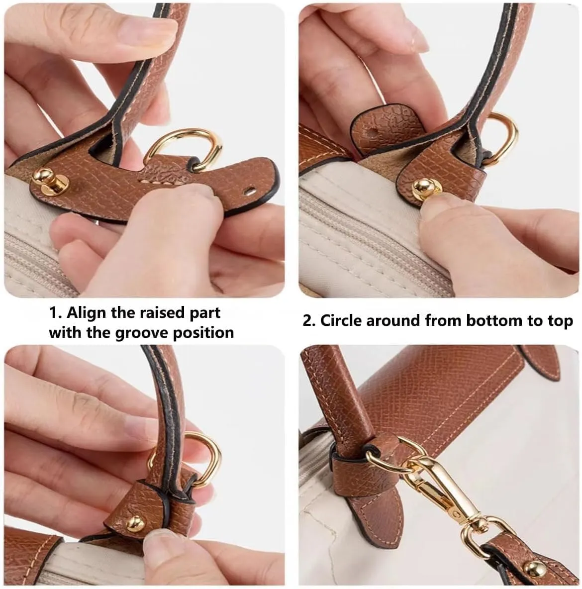 Chispee Bag Strap Set Leather Shoulder Strap Set Bag Transformation Purse Strap Extender Leather Purse Straps Replacement for Crossbody Bag (Brown Gold)