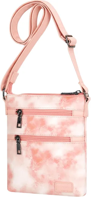 Choco Mocha Leather Crossbody Purse for Girls Triple Zipper