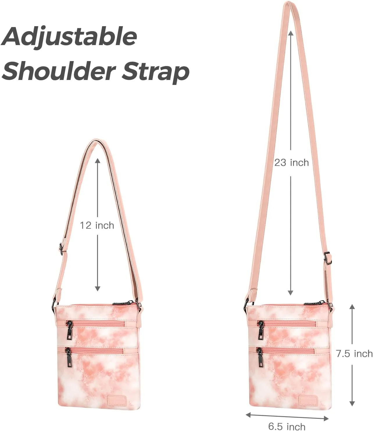Choco Mocha Leather Crossbody Purse for Girls Triple Zipper