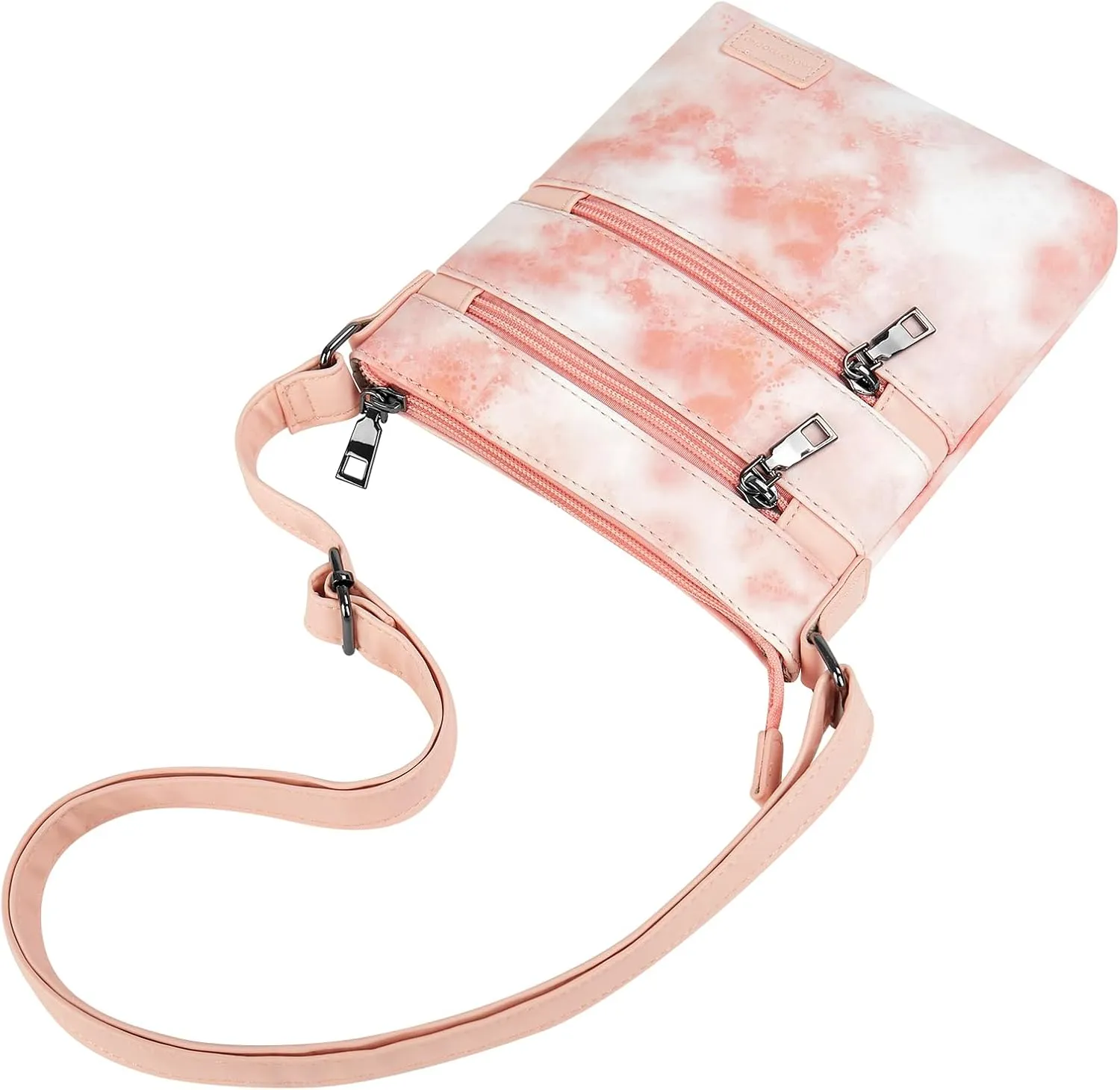 Choco Mocha Leather Crossbody Purse for Girls Triple Zipper