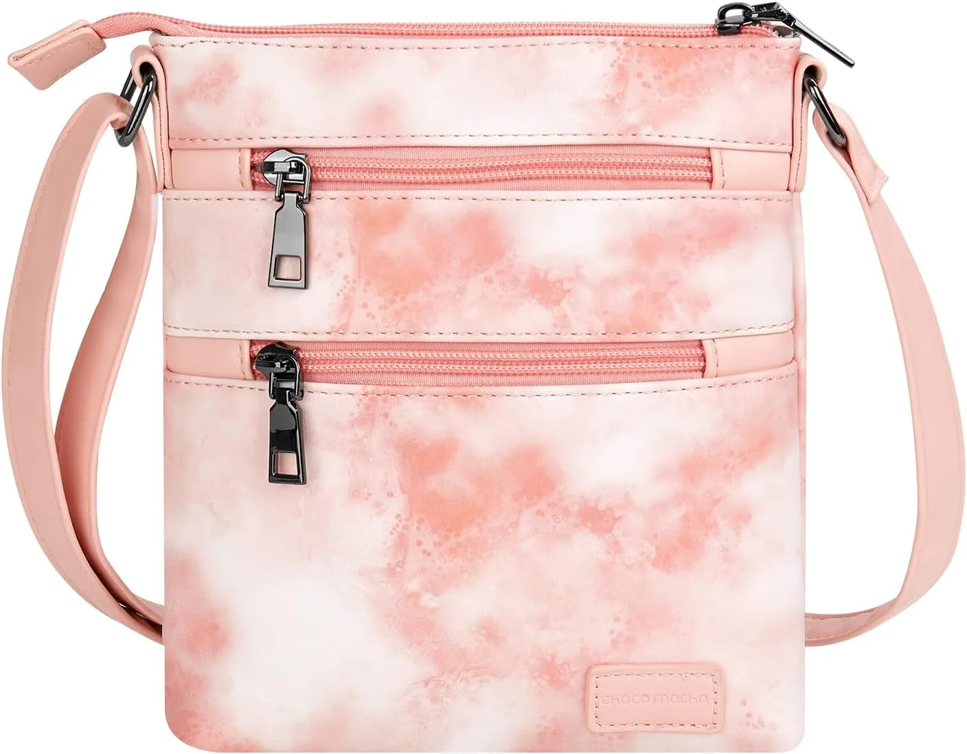 Choco Mocha Leather Crossbody Purse for Girls Triple Zipper