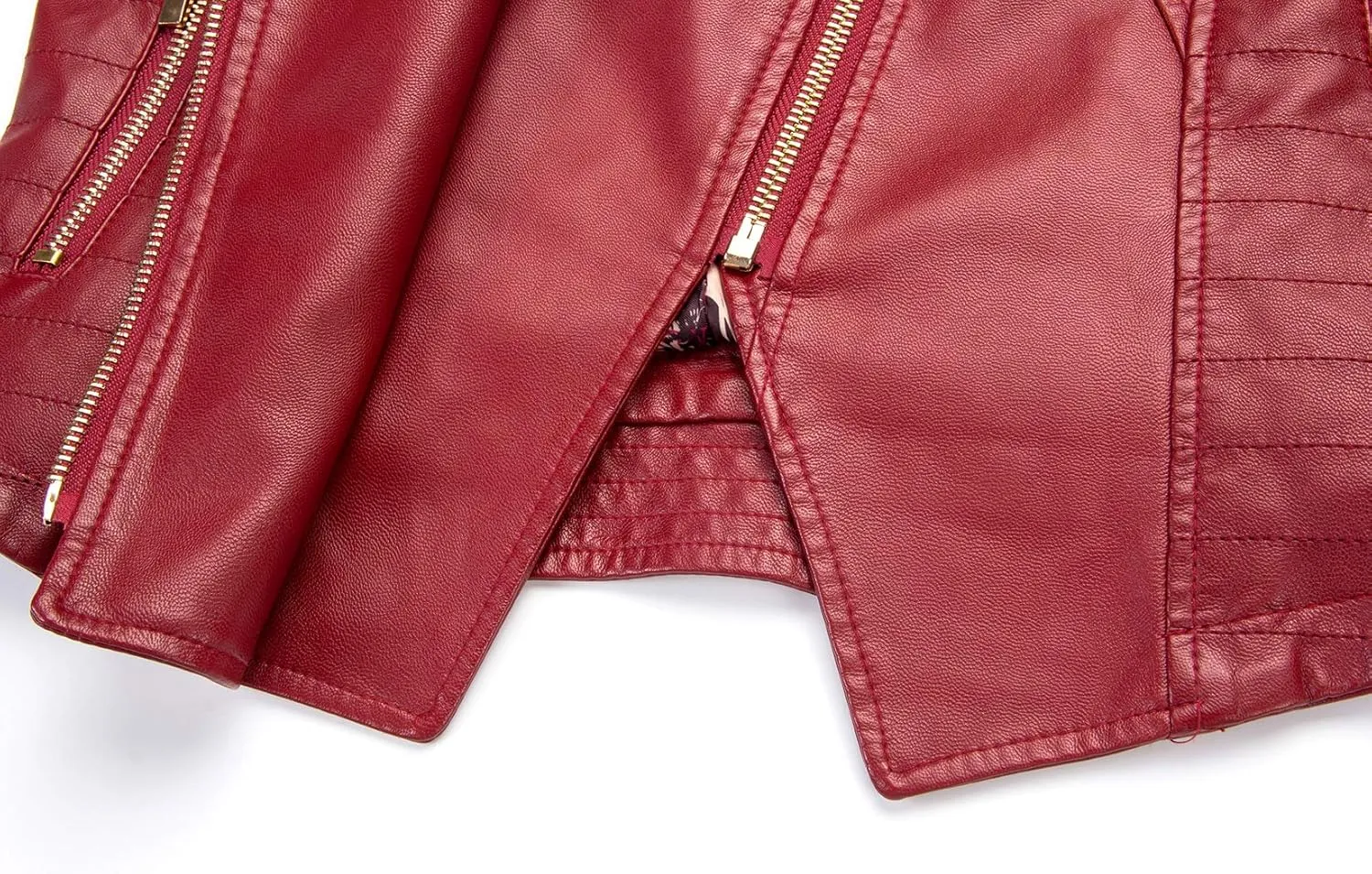 chouyatou Women's Candy Color Asymmetric Zip Slim Faux Leather Cropped Moto Jacket