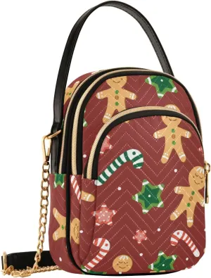 Christmas Gingerbread Crossbody Bag for Women Small Travel Purse Red Cross Body Handbags Phone Bag with Removable Strap