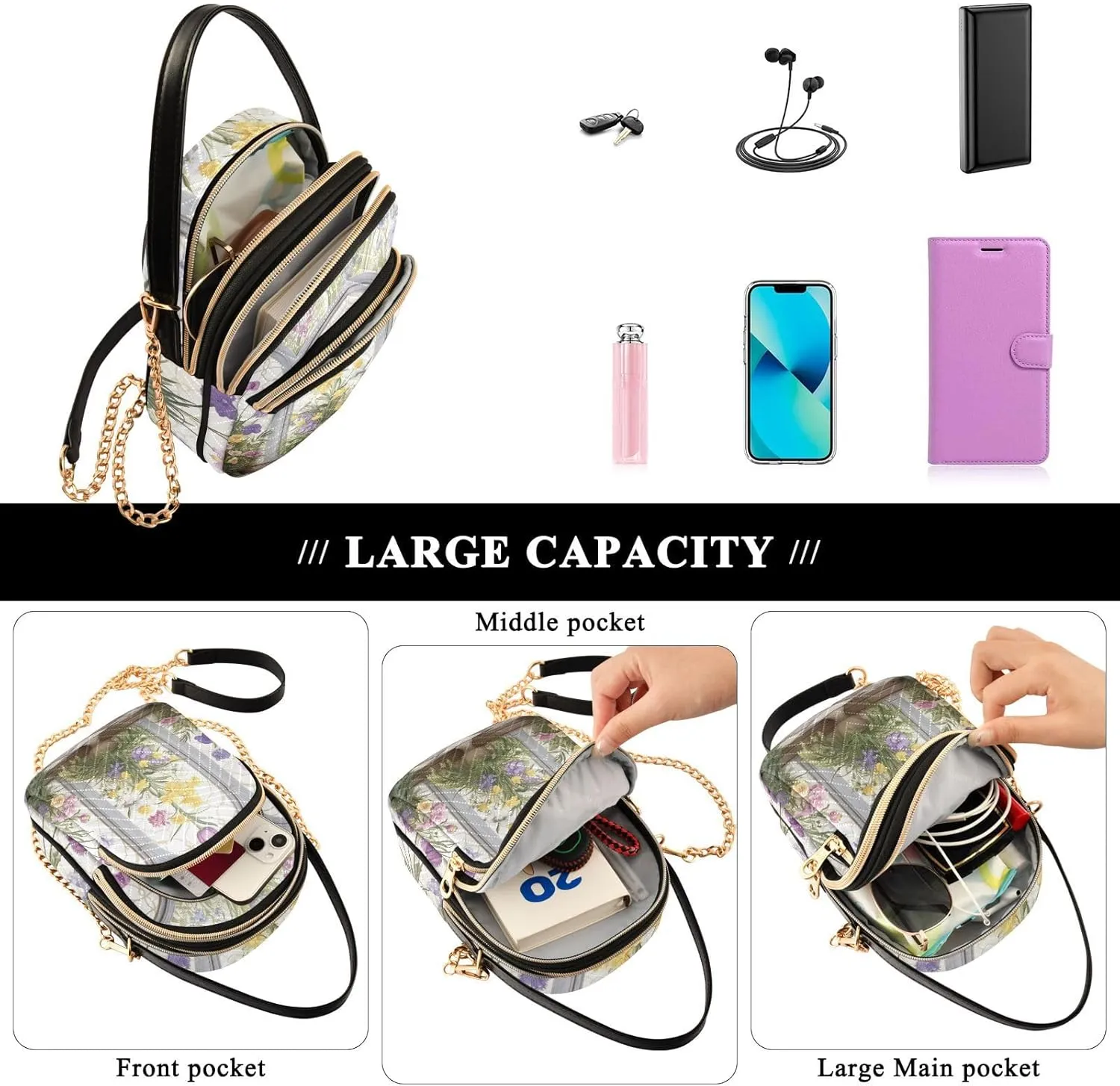 Christmas Snowflakes and Butterflies Shoulder Bag, Trendy Crossbody Purses Small Shoulder Bag