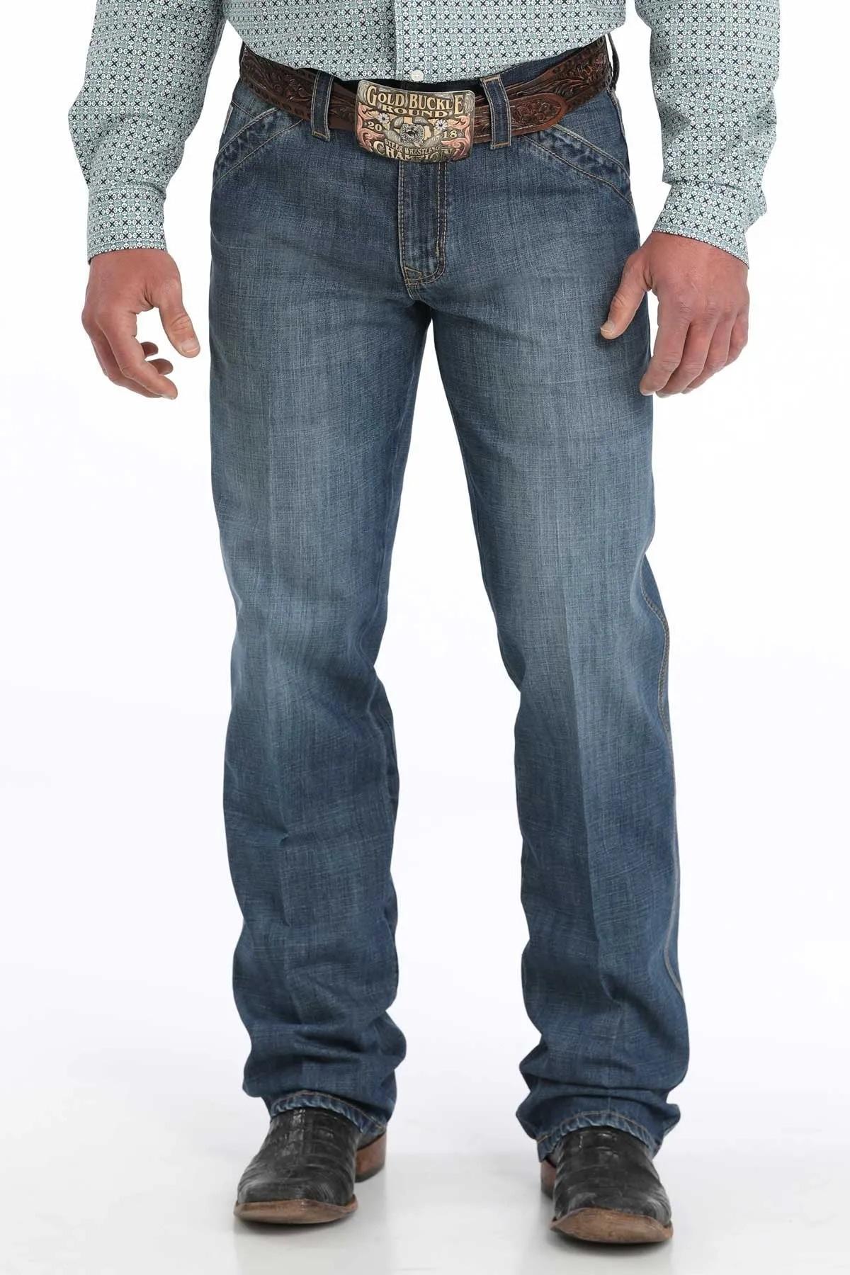 Cinch Men's Grant Relaxed Fit Bootcut Jean in Medium Stonewash