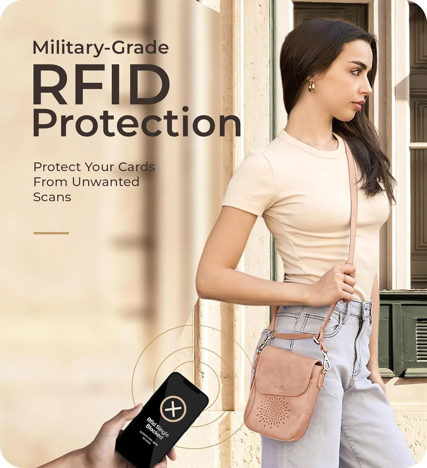 Claasico Crossbody Bag for Women, RFID Phone Purse, Card Slots Coin Pocket w/strap, Phone Holder PU Leather Crossbody Purse