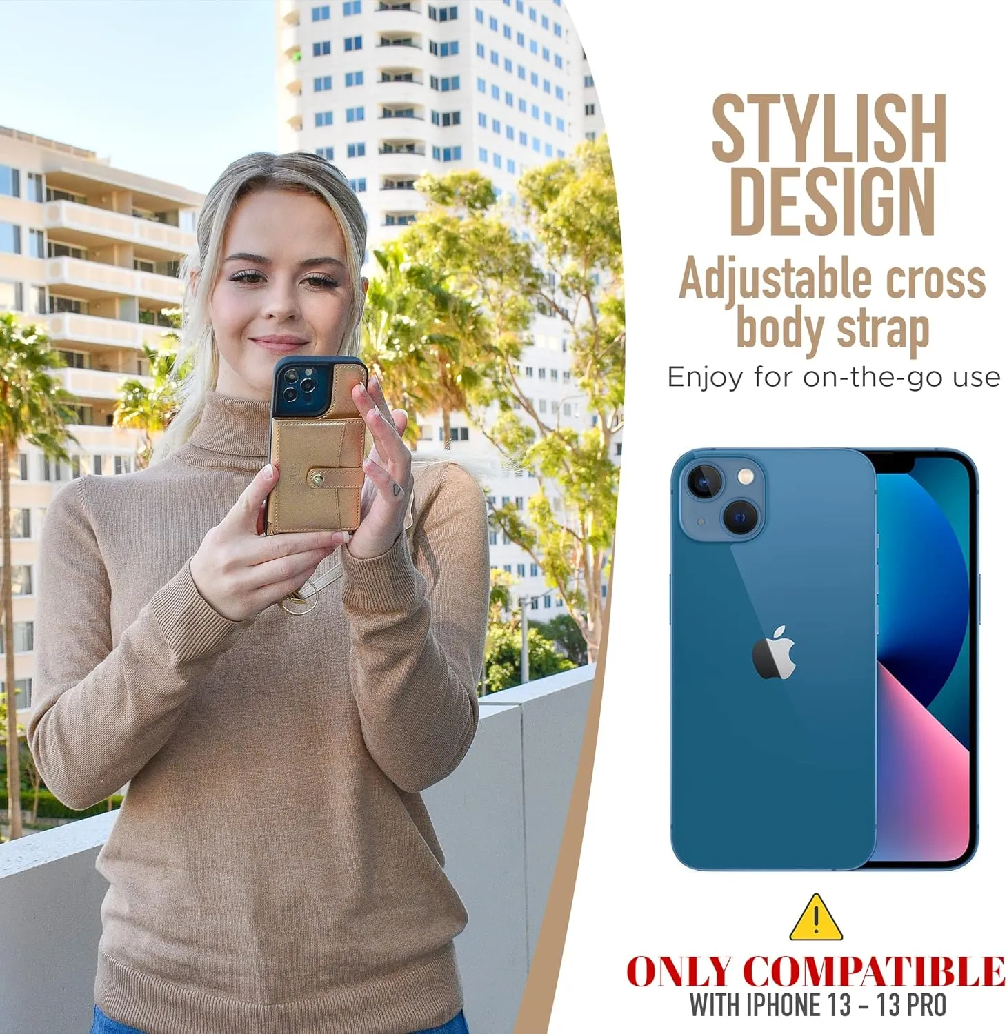 Claasico iPhone 13 Crossbody Wallet Case with RFID Protection