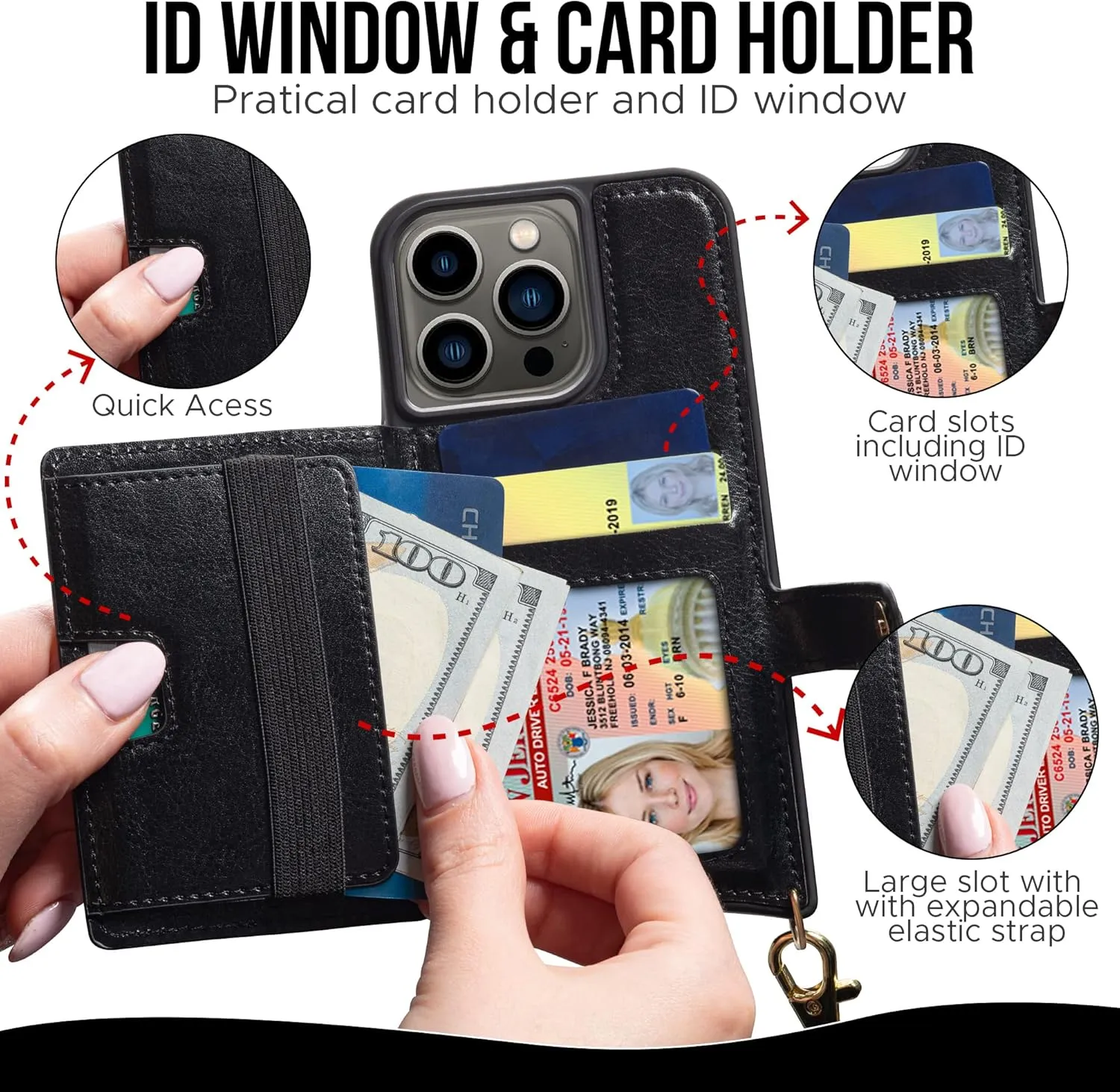 Claasico iPhone 13 Crossbody Wallet Case with RFID Protection