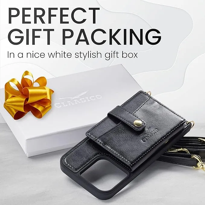 Claasico iPhone 13 Crossbody Wallet Case with RFID Protection