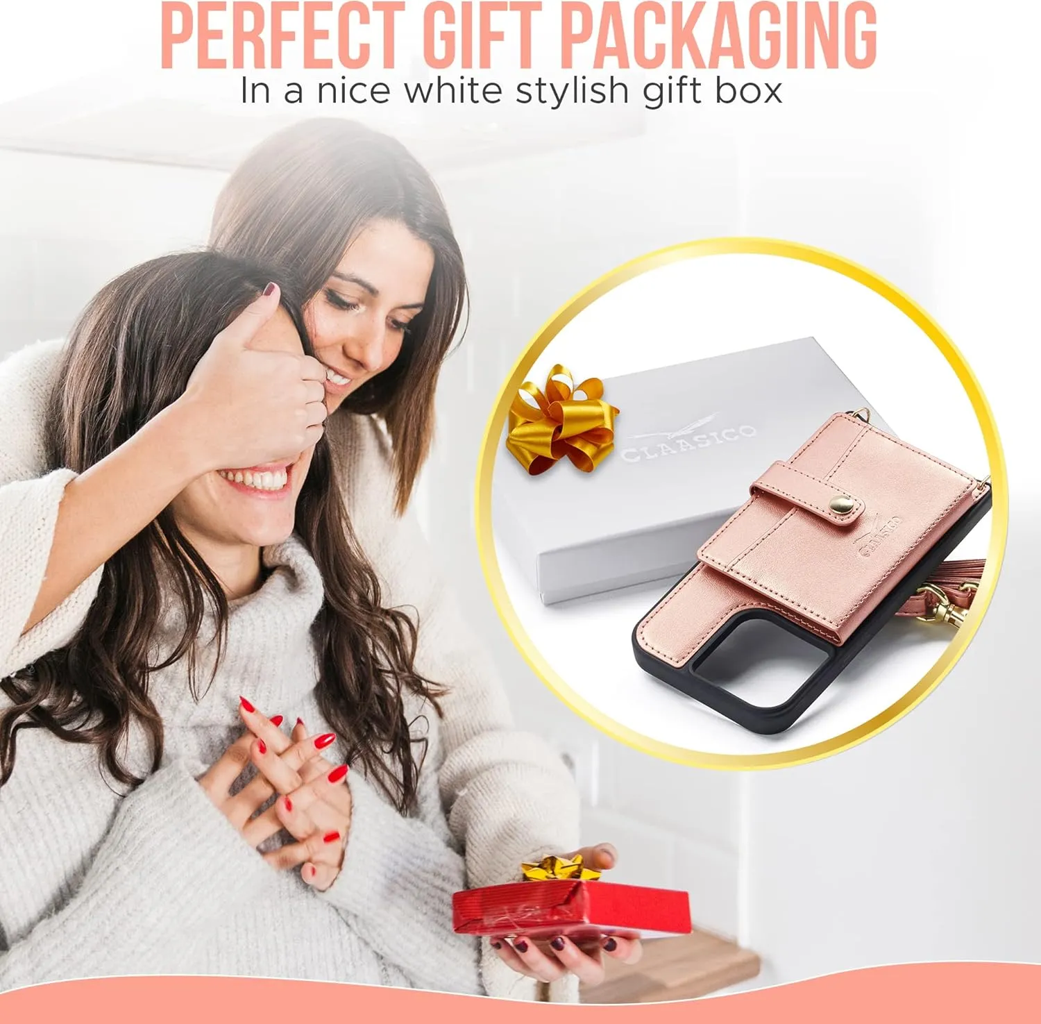 Claasico iPhone 13 Crossbody Wallet Case with RFID Protection