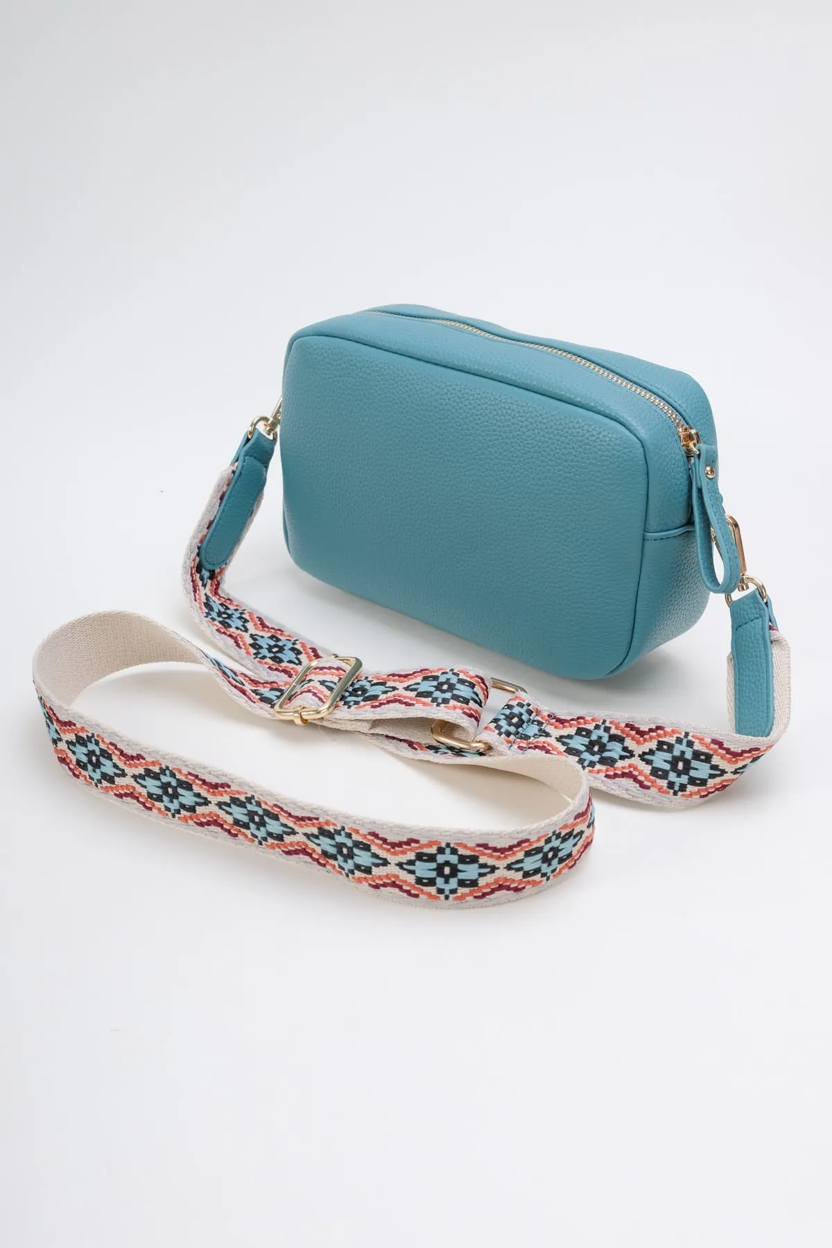 Classic Camera Crossbody Bag in Aqua Blue