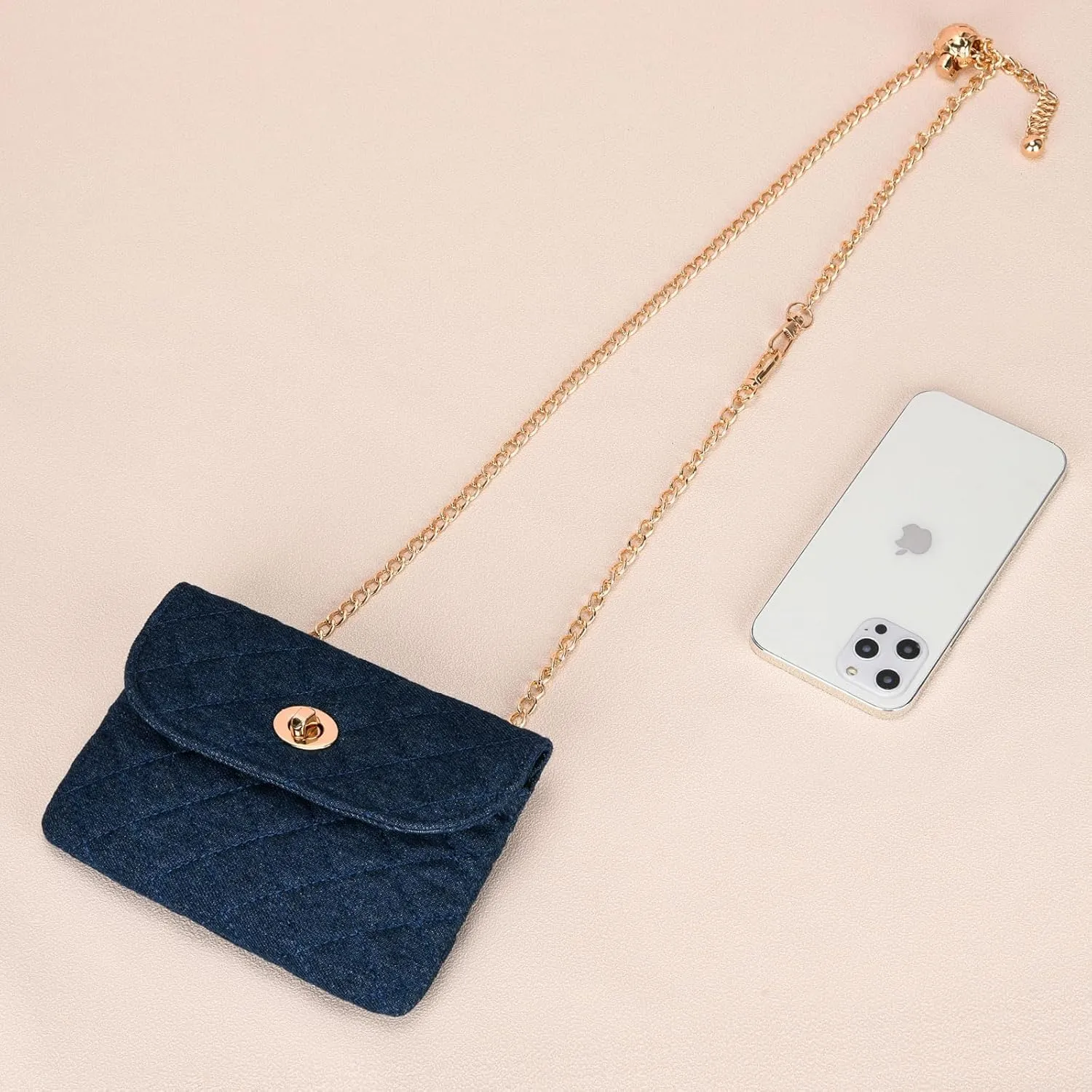 Classic womens belt bag, Denim fanny pack for women, Quilted small belt bag, Cell phone bags Jean purse crossbody.